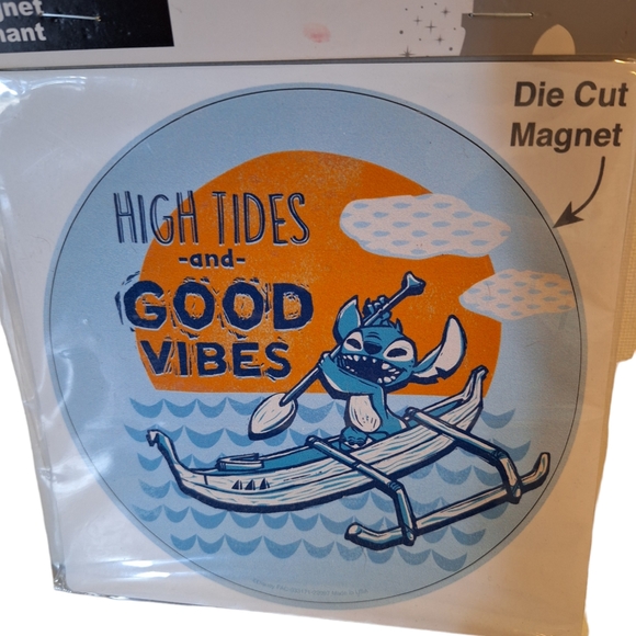 Disney Parks Lilo & STITCH High Tides & Good Vibes Large Die-Cut Car Magnet NEW - Picture 3 of 3